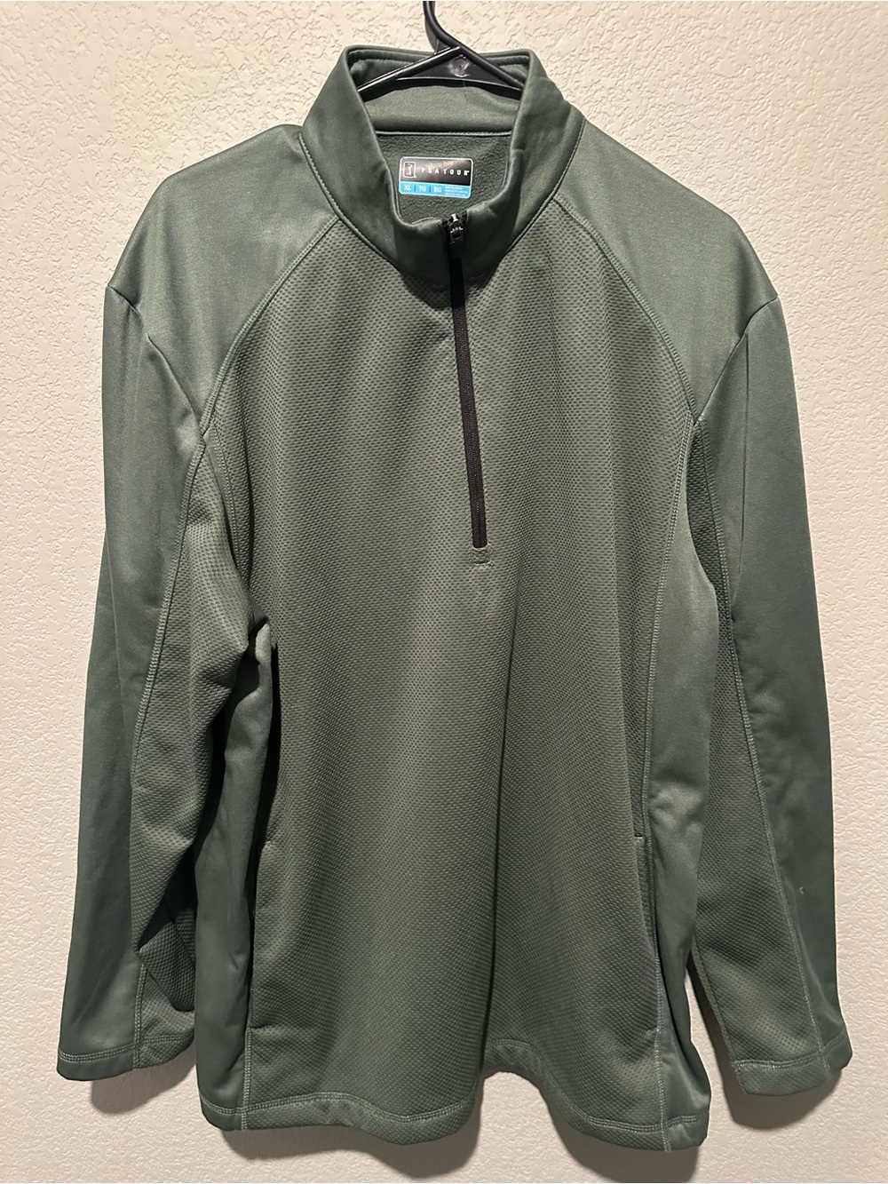 PGA Tour Olive Green Quarter-Zip Performance Pullover